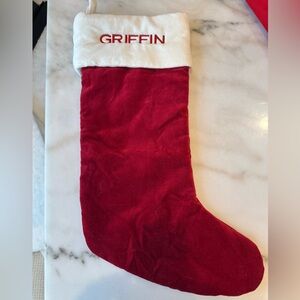 Pottery Barn “Griffin” Red Christmas Stocking